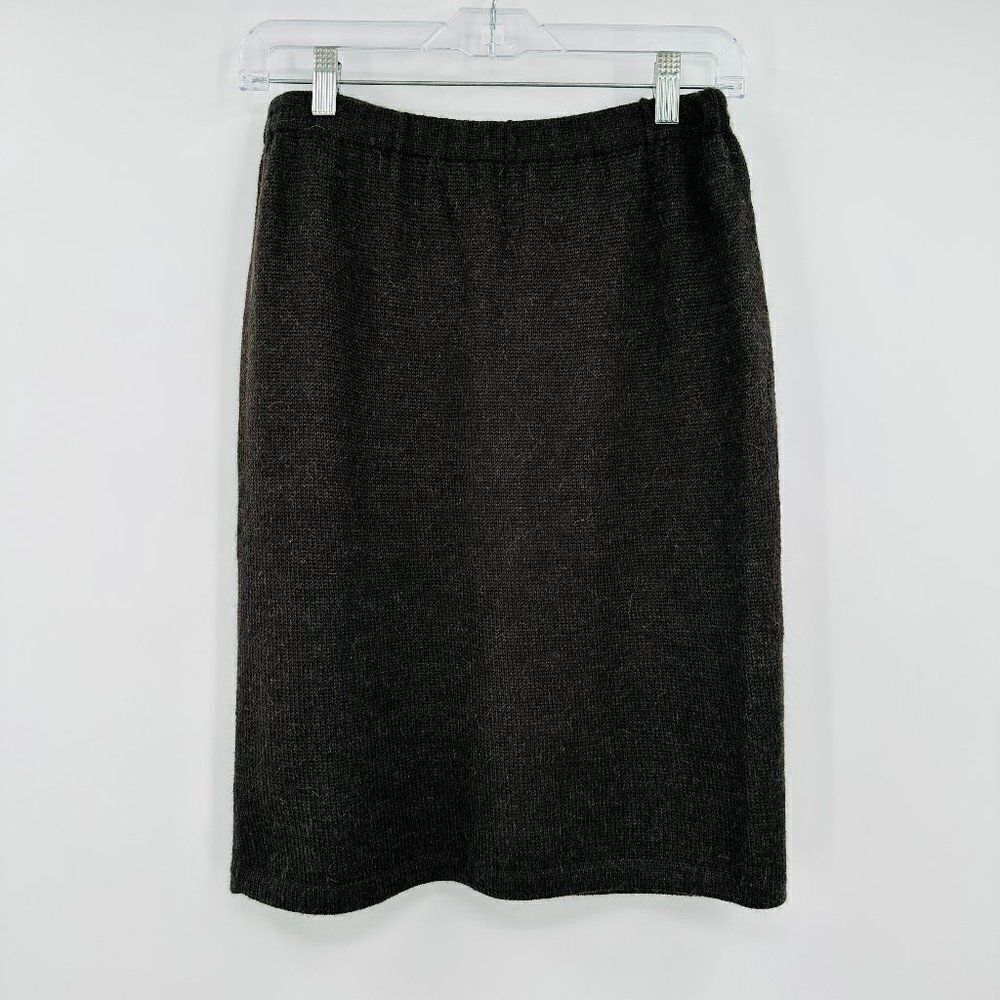 Peruvian Connection Size Small Dark Olive Green 100% Alpaca Knit Sweater Skirt